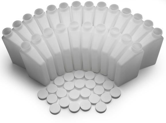 Set of (24) 575 mL Polyethylene bottles, with caps