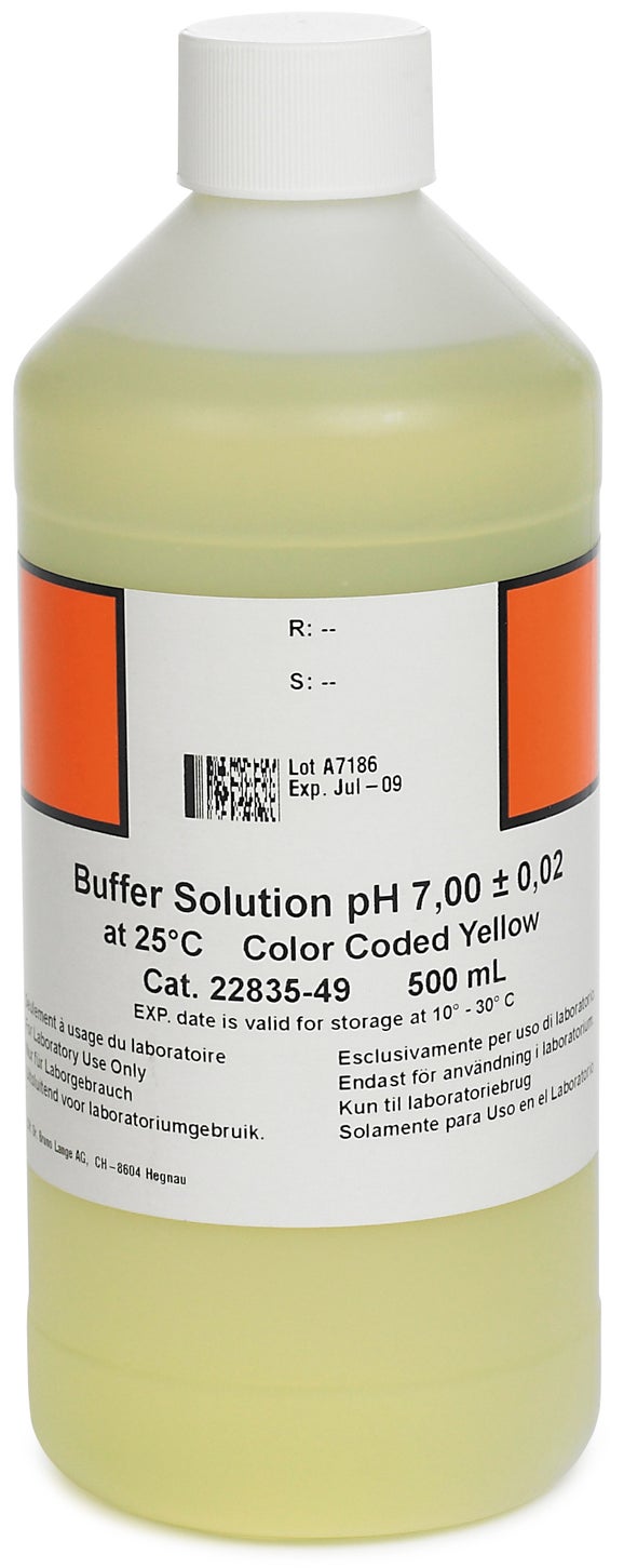 สารละลายบัฟเฟอร์, pH 7.00, จำแนกตามสีเหลือง, 500 มล.