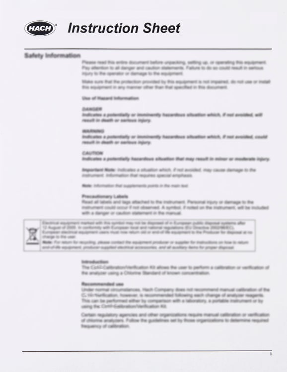 Instruction Sheet, Flow Thru Cell